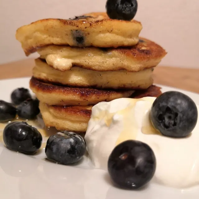 Photo of Fluffy blueberry and ricotta pancakes