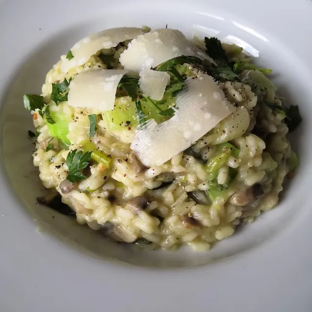 Photo of Pépin's broccoli stems and mushroom risotto