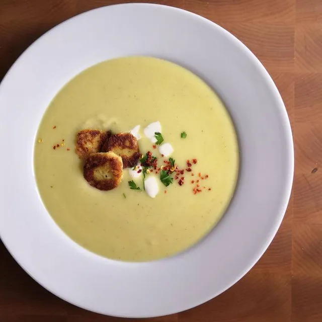 Photo of Leek and potato soup for a winter/autumn day