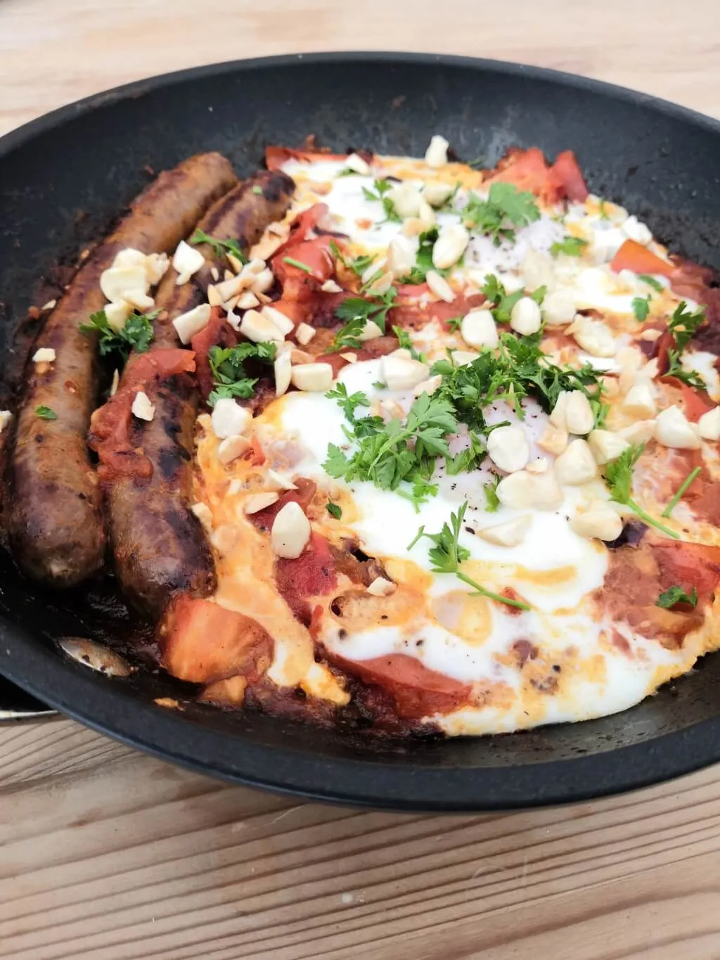 Photo of Middle Eastern eggs with merguez & pistachios