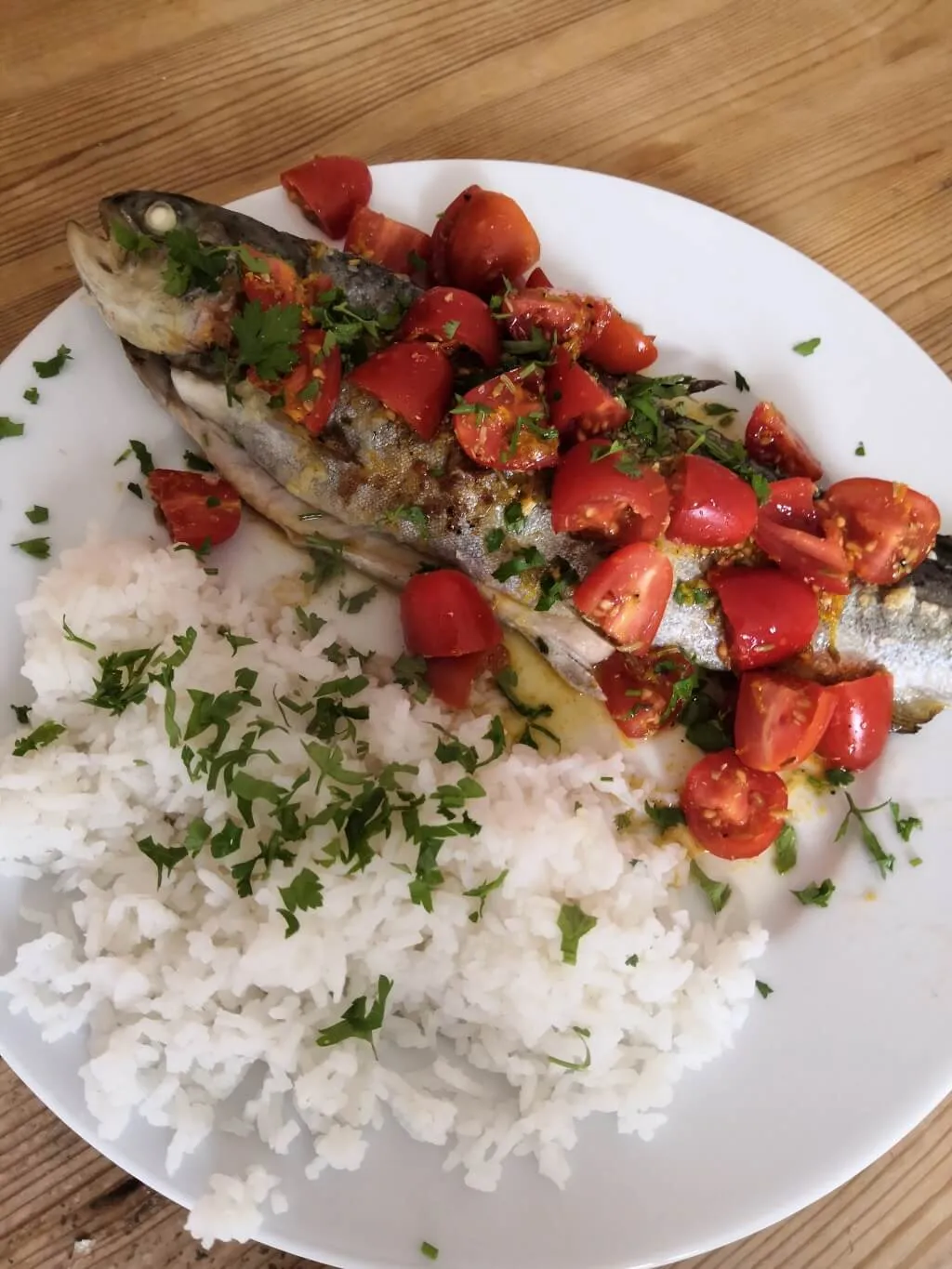 Photo of Roast trout with tomato and barberry salsa