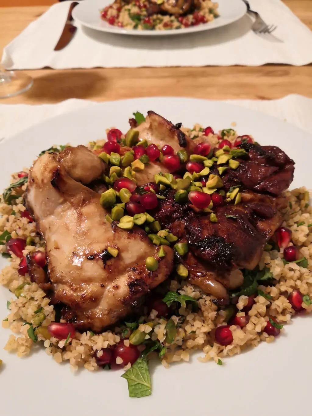 Photo of Pomegranate molasses chicken with bulgar salad