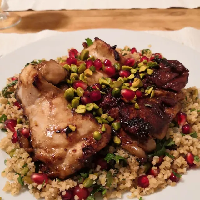 Photo of Pomegranate molasses chicken with bulgar salad